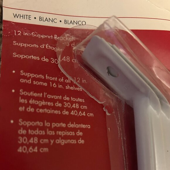 2 ClosetMaid 6606 White 12" Support Brackets Anchors Pins Closet Pantry Laundry - Picture 4 of 10